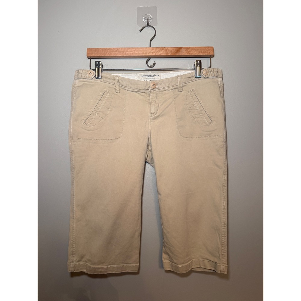 Y2K Abercrombie & Fitch Khaki Capri Pants Womens‎ 6 Tan Stretch Cotton Chino